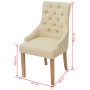 Sillas de comedor 6 unidades tela color crema