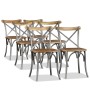 Sillas de comedor 6 uds madera de mango respaldo acero cruzado