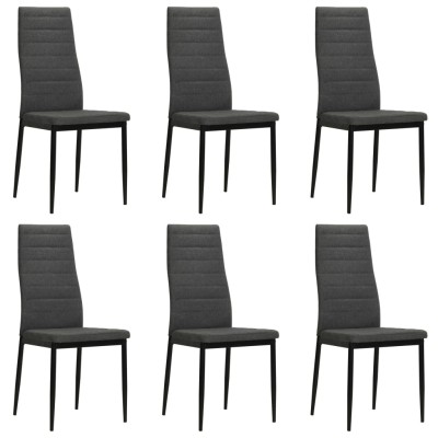 Sillas de comedor 6 unidades tela gris oscuro