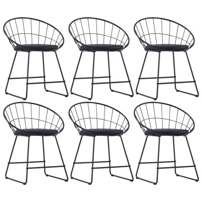 Sillas de comedor asientos de cuero sintético 6 uds acero negro