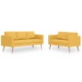 Conjunto de sofás 2 piezas tela amarillo