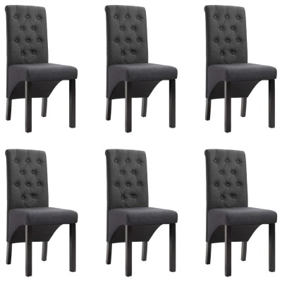 Sillas de comedor 6 unidades tela gris oscuro