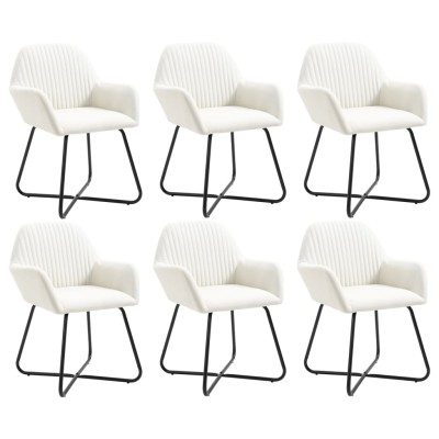 Sillas de comedor 6 unidades tela color crema