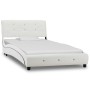 Cama con colchón cuero sintético blanco 90x200 cm