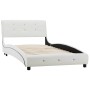 Cama con colchón cuero sintético blanco 90x200 cm