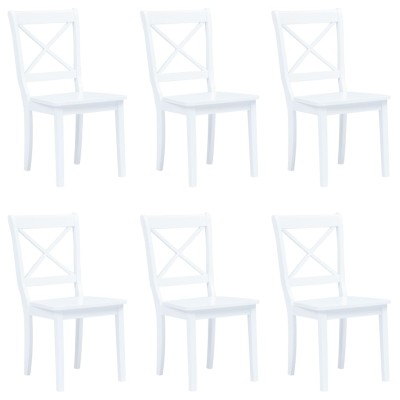 Sillas de comedor 6 unidades madera maciza de caucho blanco