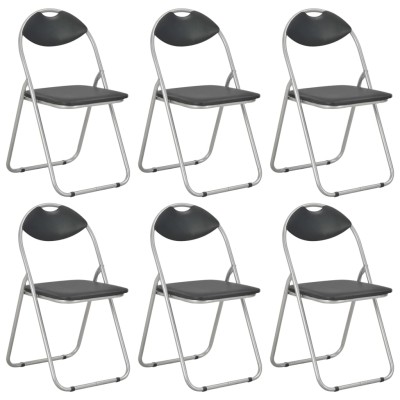 Sillas de comedor plegables 6 unidades cuero sintético negro