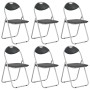 Sillas de comedor plegables 6 unidades cuero sintético negro