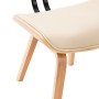 Sillas de comedor 4 uds madera curvada y cuero sintético crema