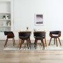 Sillas de comedor 6 uds madera curvada gris y tela