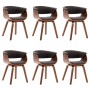 Sillas de comedor 6 uds madera curvada gris y tela