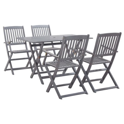 Juego de comedor de jardín 5 pzas madera maciza de acacia gris