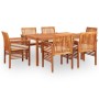 Set comedor de jardín 7 pzas y cojines madera maciza de acacia