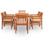 Set comedor de jardín 7 pzas y cojines madera maciza de acacia