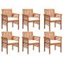 Set comedor de jardín 7 pzas y cojines madera maciza de acacia