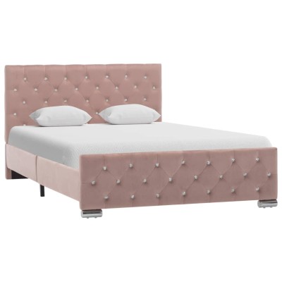 Estructura de cama sin colchón terciopelo rosa 120x200 cm