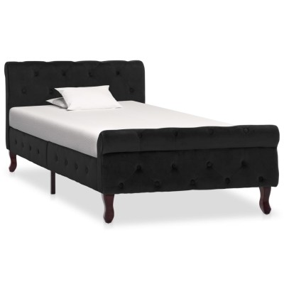 Estructura de cama sin colchón terciopelo negro 90x200 cm