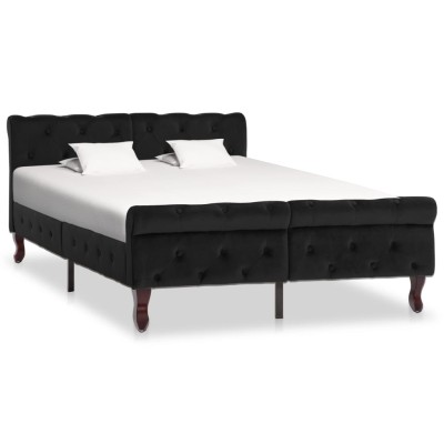 Estructura de cama sin colchón terciopelo negro 120x200 cm