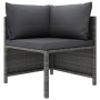 Set de muebles de jardín 4 pzas y cojines ratán sintético gris