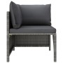 Set de muebles de jardín 4 pzas y cojines ratán sintético gris