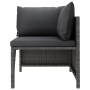 Set de muebles de jardín 4 pzas y cojines ratán sintético gris