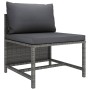 Set de muebles de jardín 4 pzas y cojines ratán sintético gris