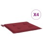 Cojines silla de jardín 4 uds tela Oxford rojo tinto 50x50x3 cm