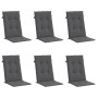 Cojín silla de jardín respaldo alto 6 uds tela gris 120x50x3 cm
