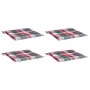 Cojines de silla de jardín 4 uds tela a cuadros rojo 50x50x3 cm