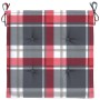 Cojines de silla de jardín 4 uds tela a cuadros rojo 50x50x3 cm