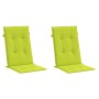 Cojín silla de jardín respaldo alto 2 uds tela verde 120x50x3cm