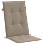 Cojín silla de jardín respaldo alto 6 uds tela taupé 120x50x3cm