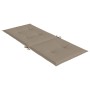 Cojín silla de jardín respaldo alto 6 uds tela taupé 120x50x3cm