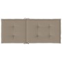 Cojín silla de jardín respaldo alto 6 uds tela taupé 120x50x3cm