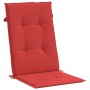 Cojín silla de jardín respaldo alto 6 uds tela rojo 120x50x3 cm