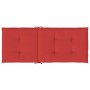 Cojín silla de jardín respaldo alto 6 uds tela rojo 120x50x3 cm