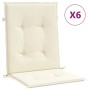 Cojín silla jardín respaldo bajo 6 uds tela Oxford crema