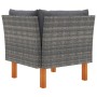 Set muebles de jardín 3 pzas ratán sintético madera eucalipto