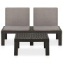 Set de muebles de jardín 2 piezas con cojines plástico gris
