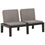Set de muebles de jardín 2 piezas con cojines plástico gris