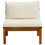 Juego de sofá 2 pzas con cojines blanco crema madera de acacia