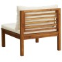Juego de sofá 2 pzas con cojines blanco crema madera de acacia
