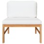 Set de muebles de jardín 3 pzas madera de teca y cojines crema