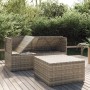 Set de muebles de jardín 3 pzas y cojines ratán sintético gris
