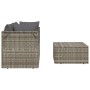 Set de muebles de jardín 3 pzas y cojines ratán sintético gris