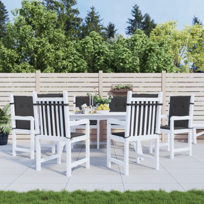 Cojín de silla de jardín respaldo bajo 6 uds tela Oxford negro