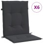 Cojín de silla de jardín respaldo bajo 6 uds tela Oxford negro