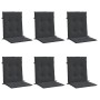 Cojín de silla de jardín respaldo bajo 6 uds tela Oxford negro