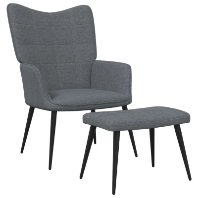 Sillón de relax con taburete tela gris oscuro