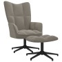 Sillón de relax con taburete de terciopelo gris claro